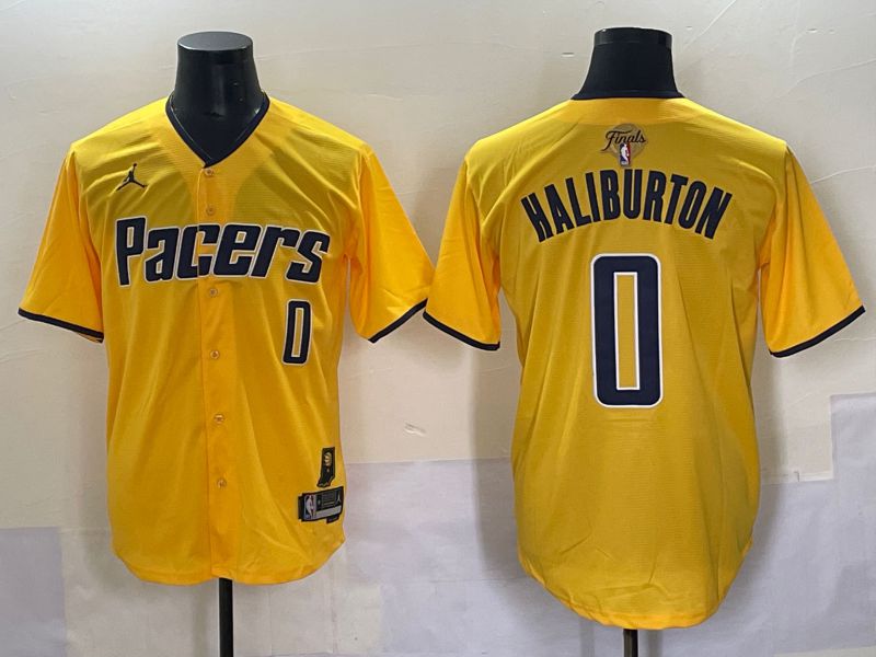 Men 2025 Indiana Pacers #0 Haliburton Yellow Joint Name NBA Jersey style 6->new york mets->MLB Jersey